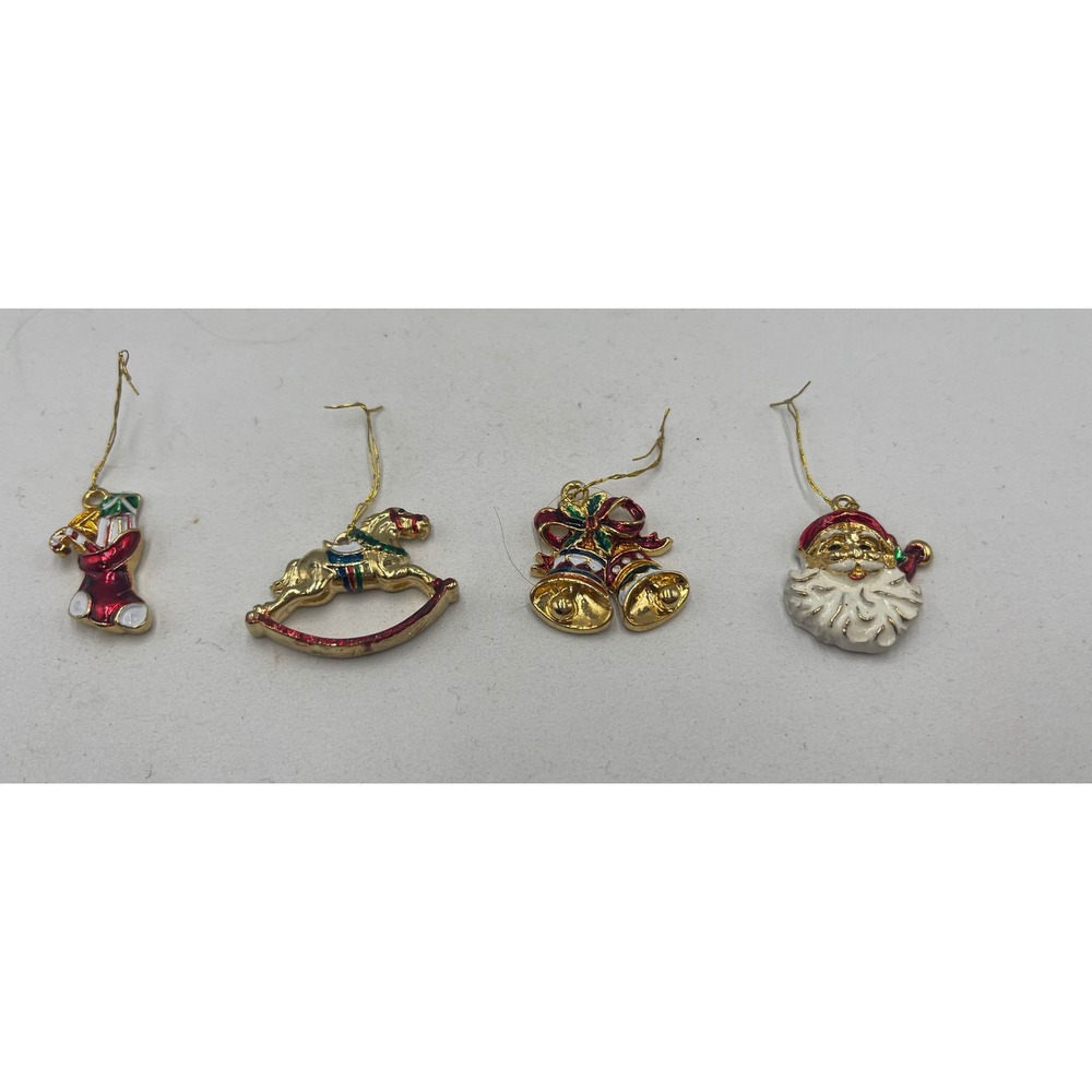 Christmas Ornaments Multicolor Enamel Metal 4pc